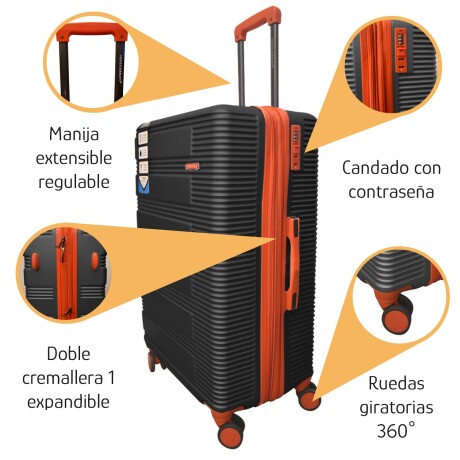 Valija Mediana Rígida Ruedas 360° Cierre Expandible Gris Oscuro/rojo