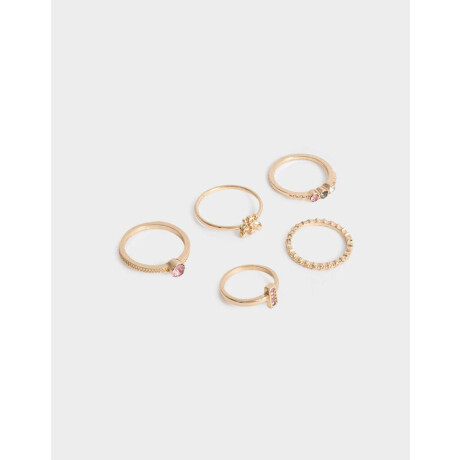 Set De Anillos Metal Dorado