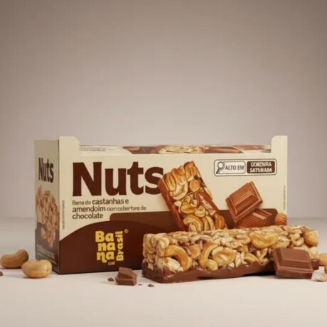 Barras saludables Nutsbar Caja x12 Banana Brasil Castañas y Chocolate