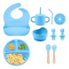 Set Alimentación Bebé en Silicona Libre Bpa 10 Piezas Celeste
