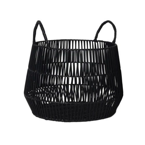Cesto c/asas - Plastico Simil Ratan Negro Cesto c/asas - Plastico Simil Ratan Negro