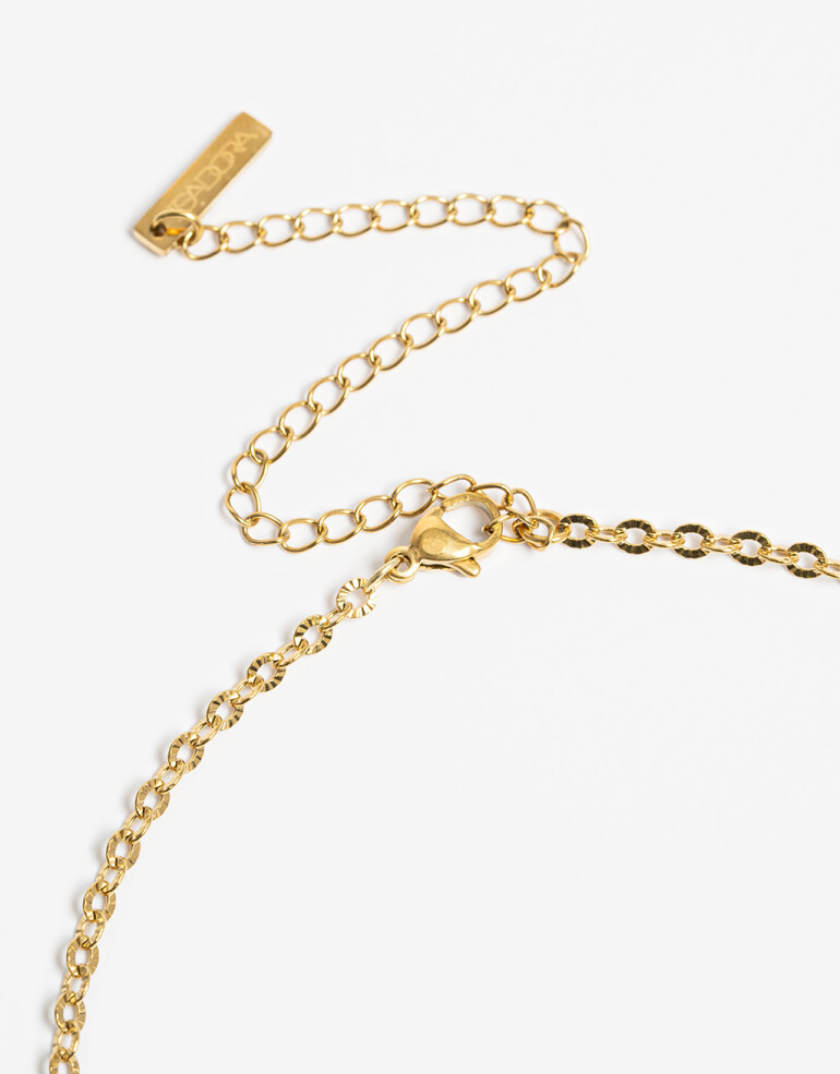 Collares Cortos Piedras Collar De Acero Dorado Con Piedra Natural - Dorado