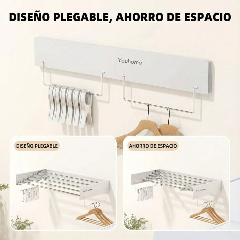 Tendedero Retractil Tender Pared Secador Ropa Colgante Acero Tendedero Retractil Tender Pared Secador Ropa Colgante Acero