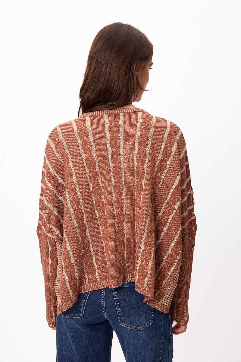 Sweater Oceano Crop Marron/Amarillo