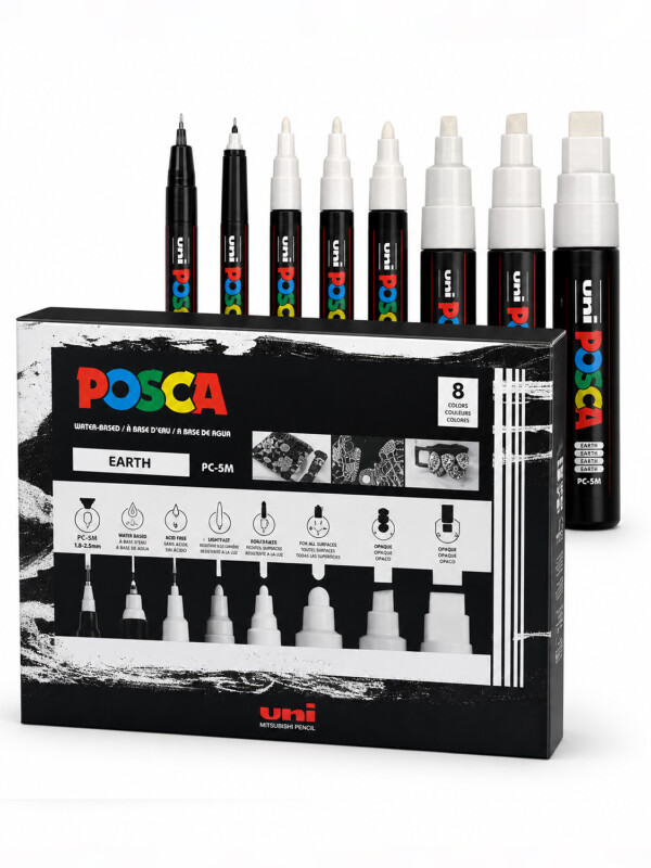 MARCADOR UNI POSCA MIX X8 TRAZOS BLANCOS N/A