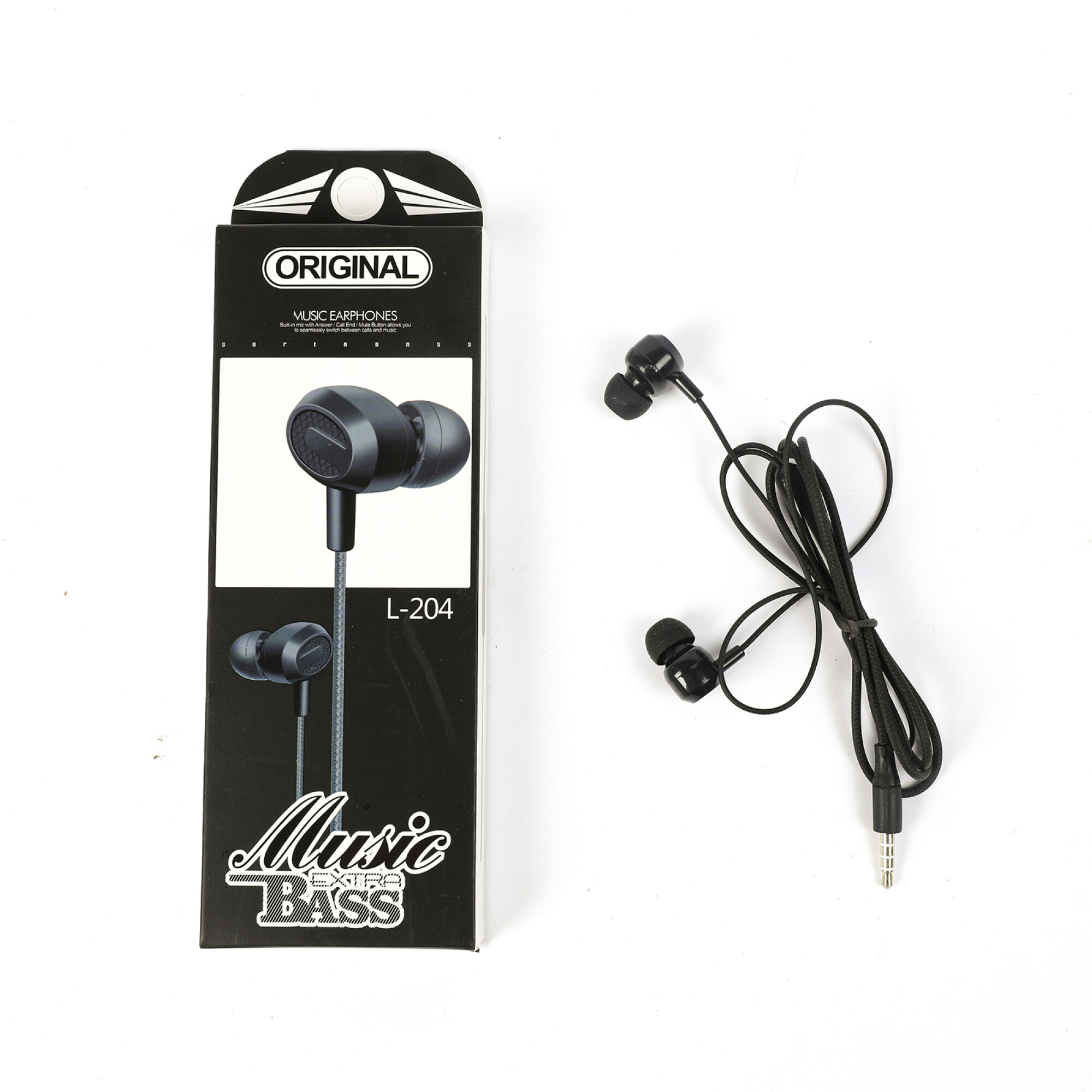 AURICULARES CON CABLE IN EAR L-204 EXTRA BASS NEGRO — Woofer