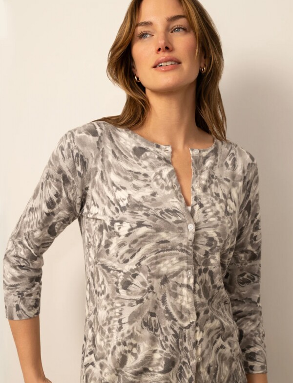 Cardigan Estampado Mariposas GRIS/MULTI