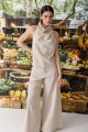 TOP HALTER LUREX Beige