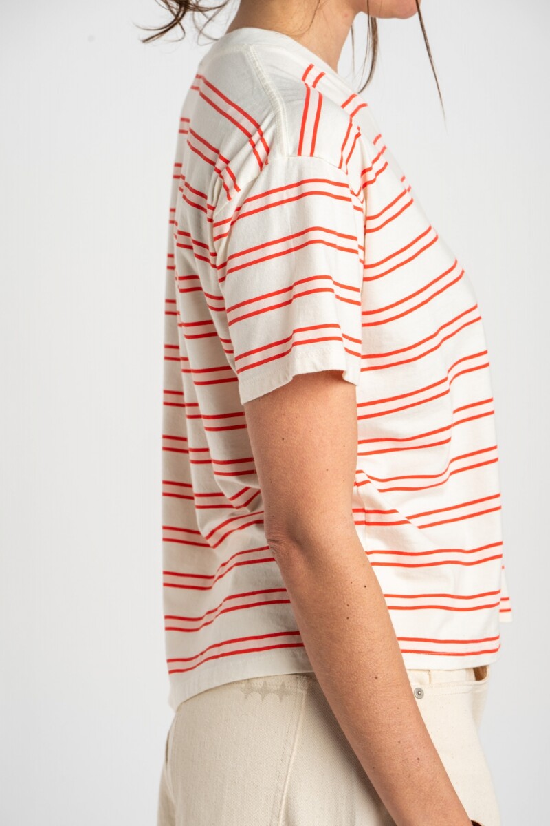 Remera Rayada Algodón Rojo