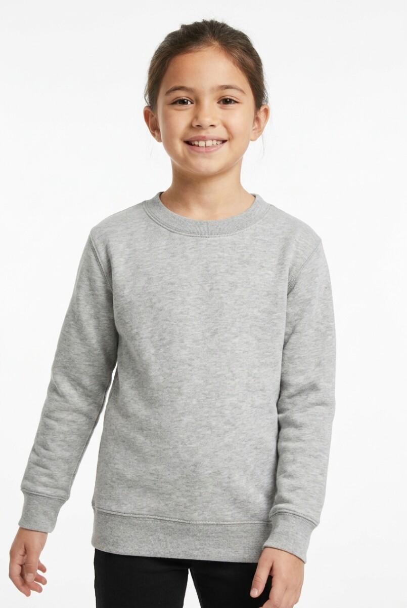 Buzo deportivo básico escote redondo - UNISEX - Gris melange claro 
