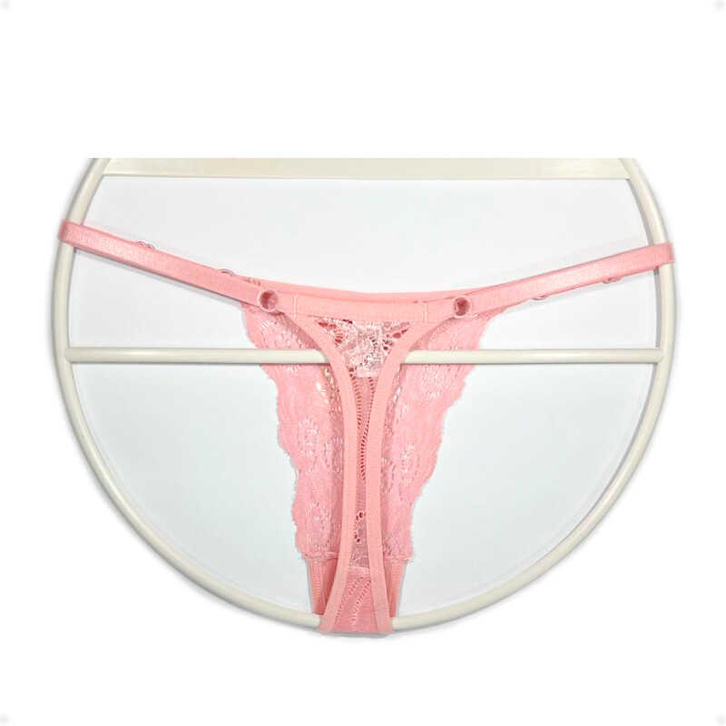 Tanga Colaless Ajustable De Encaje Rosa Talla L-XL