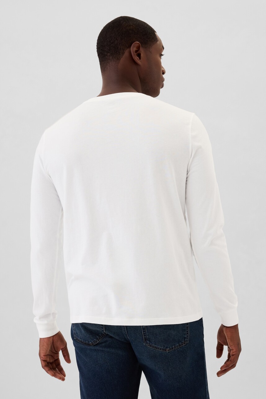 Remera Basica Cuello Redondo Manga Larga Hombre White V2 Global