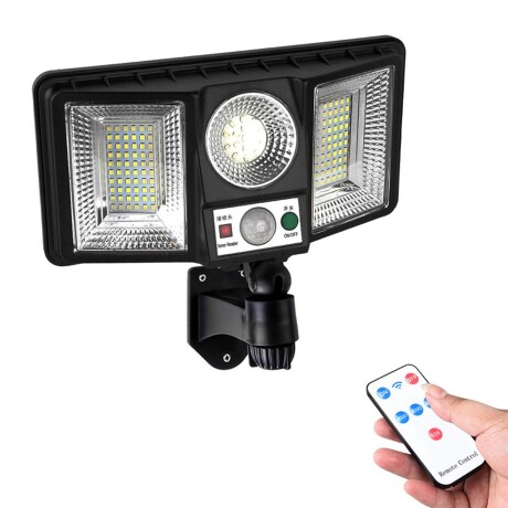 Foco Solar de Pared Exterior 137Leds c/Sensor Mov y Control Negro