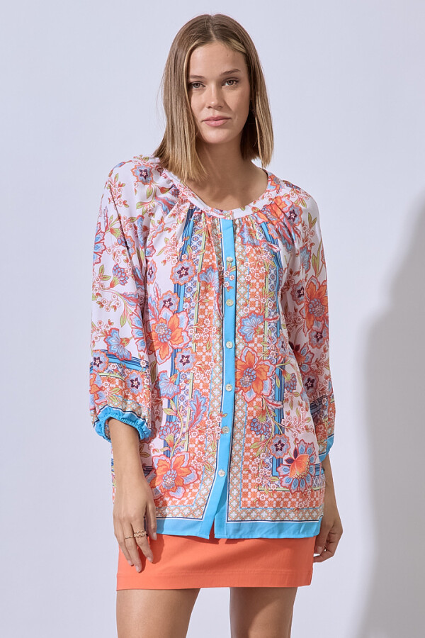 Blusa Print Flores MULTI/BLANCO