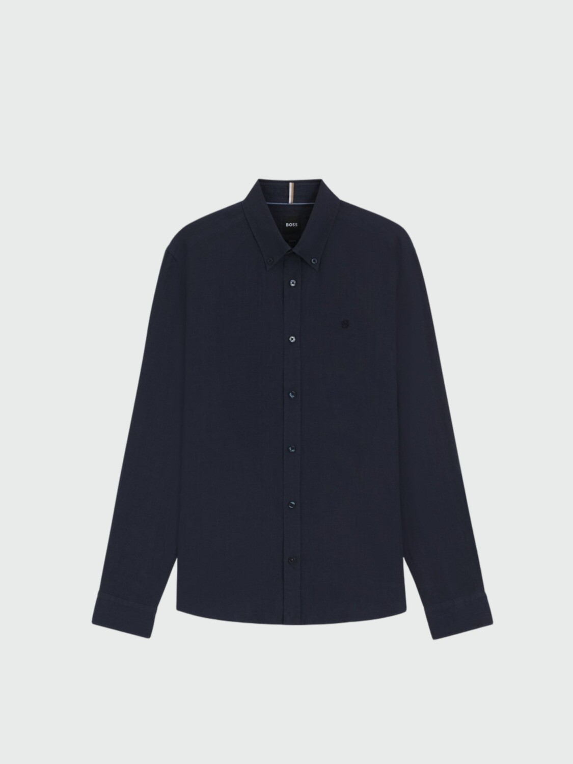 BOSS - Camisa Slim- Fit Lino Azul Oscuro