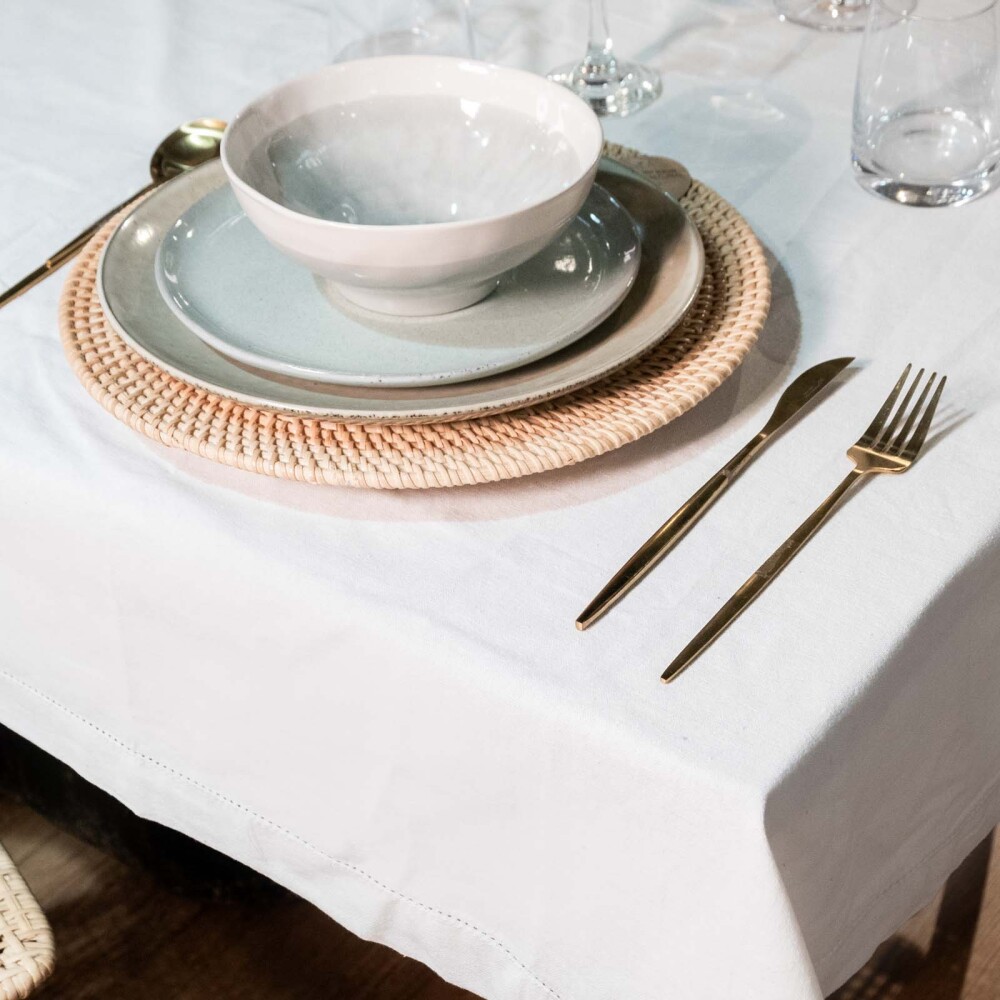 MANTEL STRIPE ALGODON BLANCO MILANI