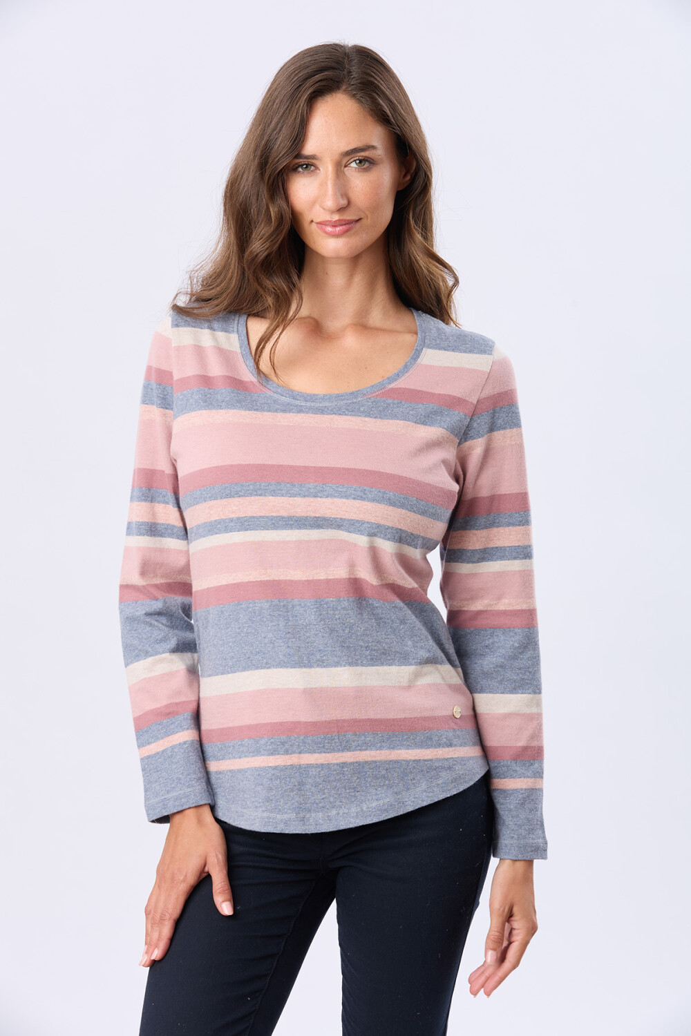 REMERA RAYADA DE ALGODÓN Azul