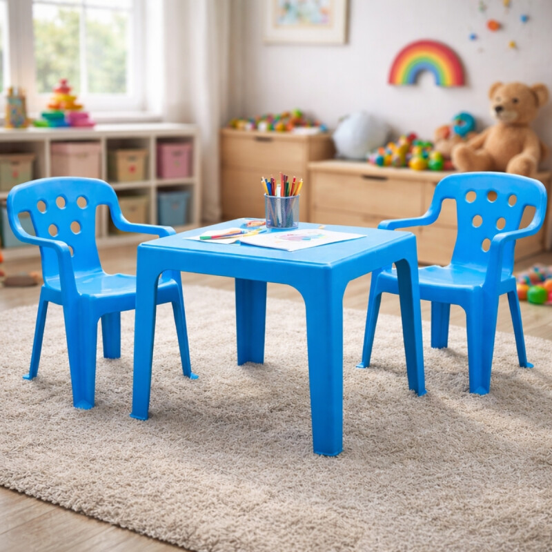 Juego De Mesa + 2 sillas infantil AZUL