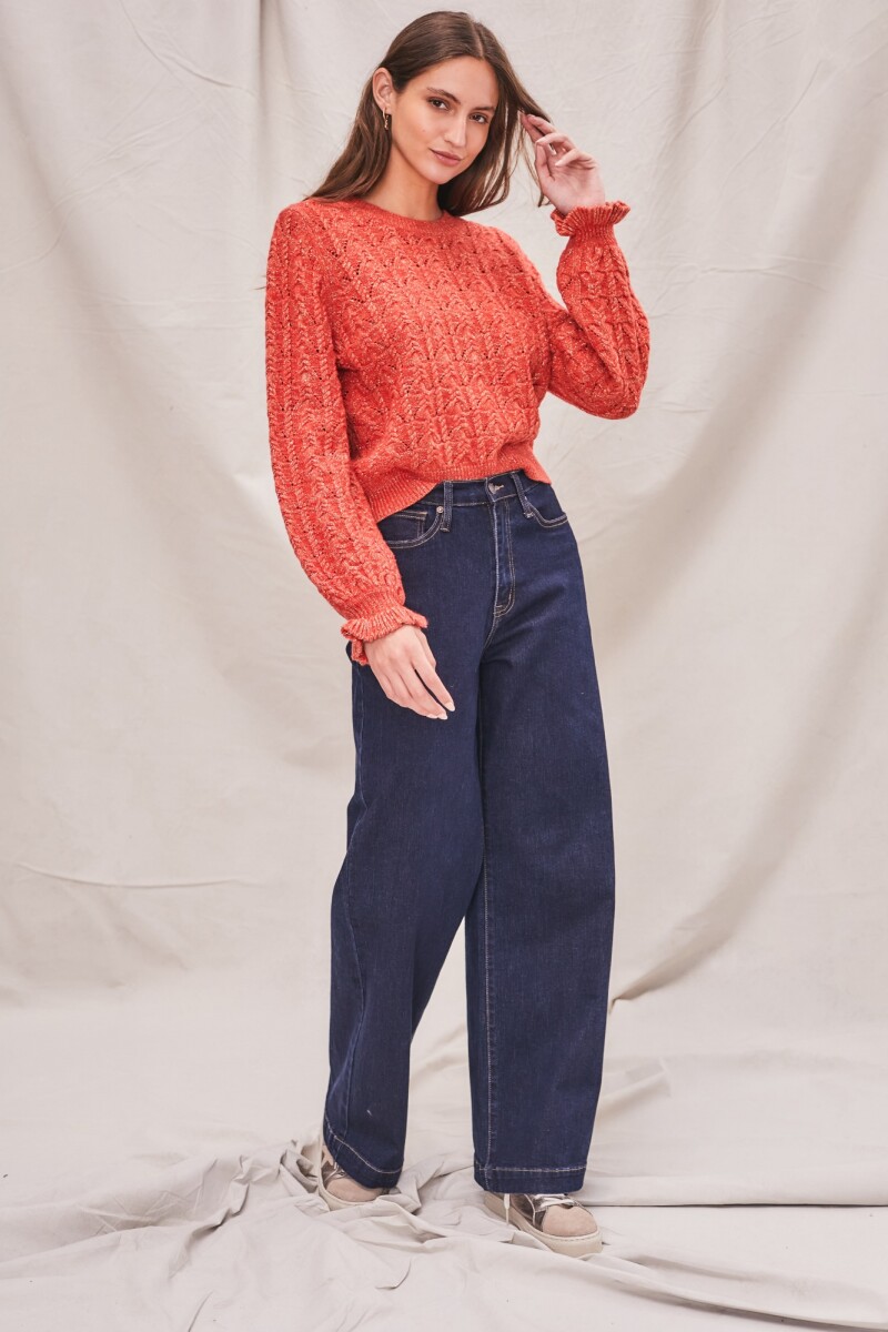 Sweater Lana Texturado Lurex Ladrillo