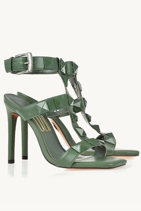 Sandalia taco alto Milano Verde Oliva
