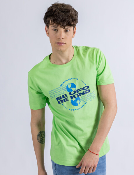 Camiseta en algodón estampada UFO Kind verde 2XL