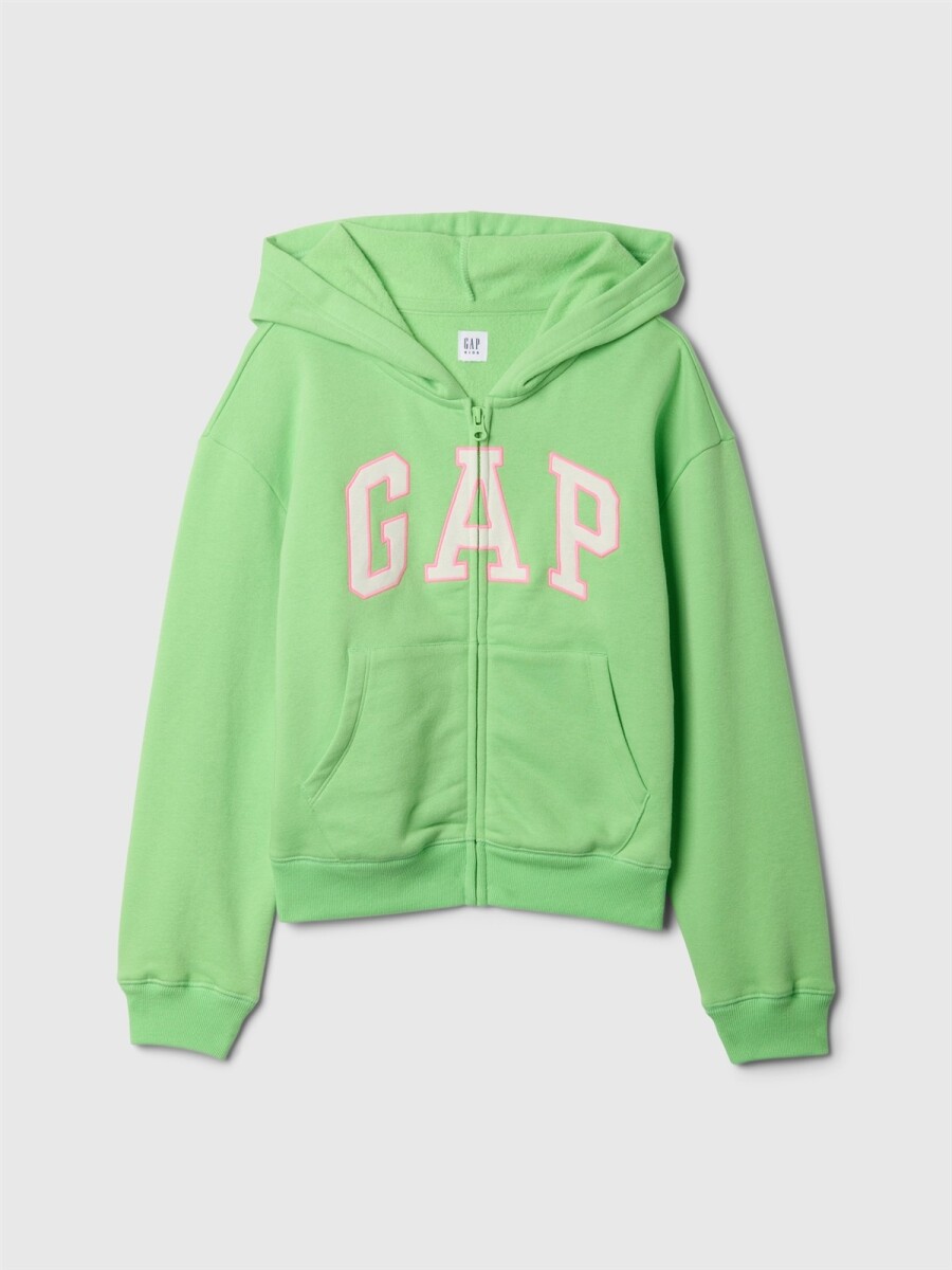 Buzo Canguro Con Cierre Logo Gap Niña - Julep Green 