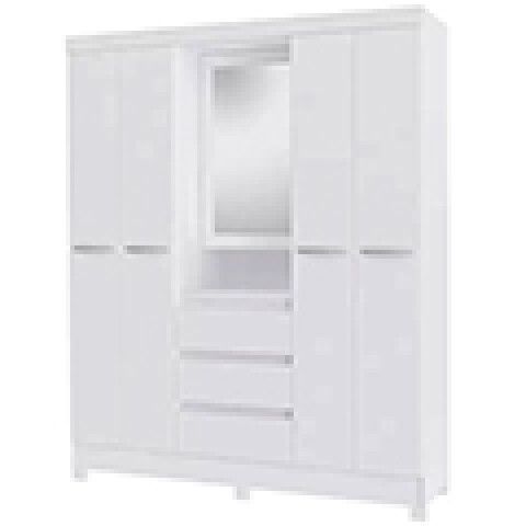 PLACARD MOBILI BELLUNO -4Ptas + 3Caj.-Comoda y Espejo Blanco Sin color