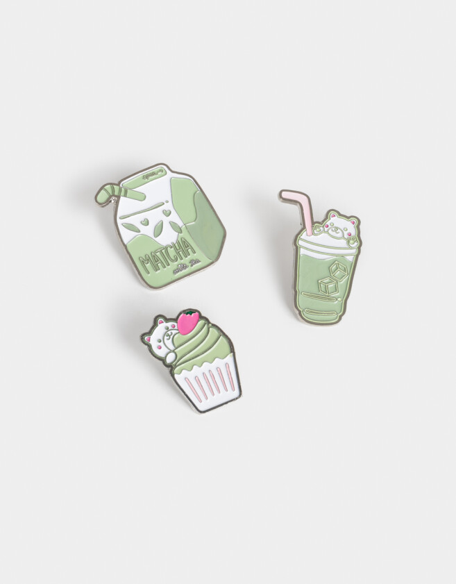 Pin Set De Pines "matcha Girly" - Combinacion Multicolor