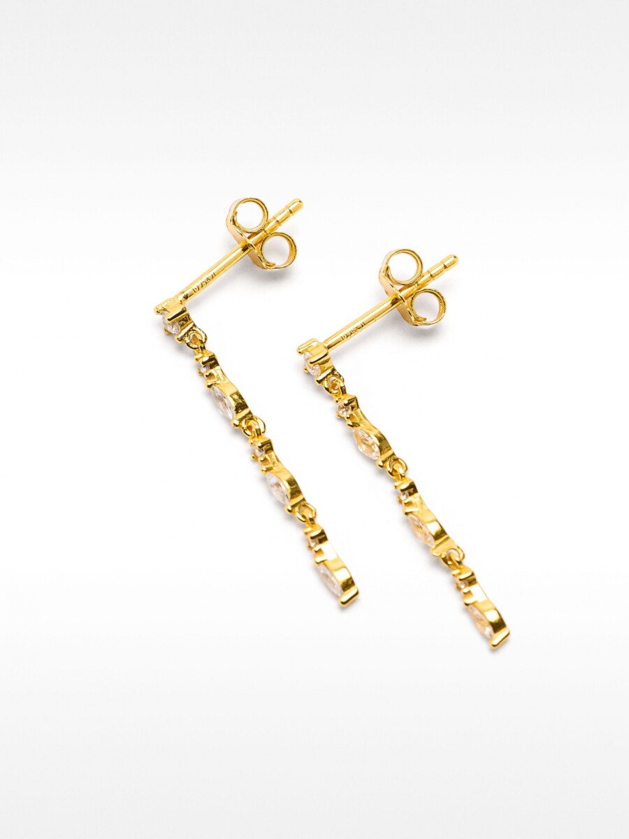Pendientes Con Circonitas Y Perlas - Plata De Ley 925 dorado