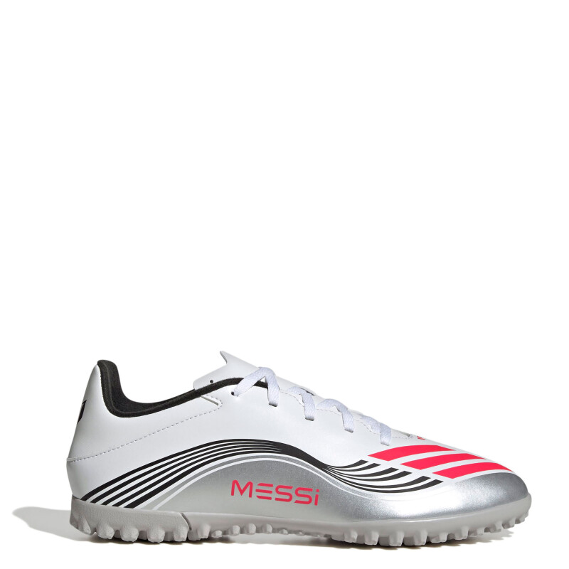 Championes de Fútbol 5 Unisex Adidas F50 Messi Club TF Blanco - Rojo - Negro - Plateado