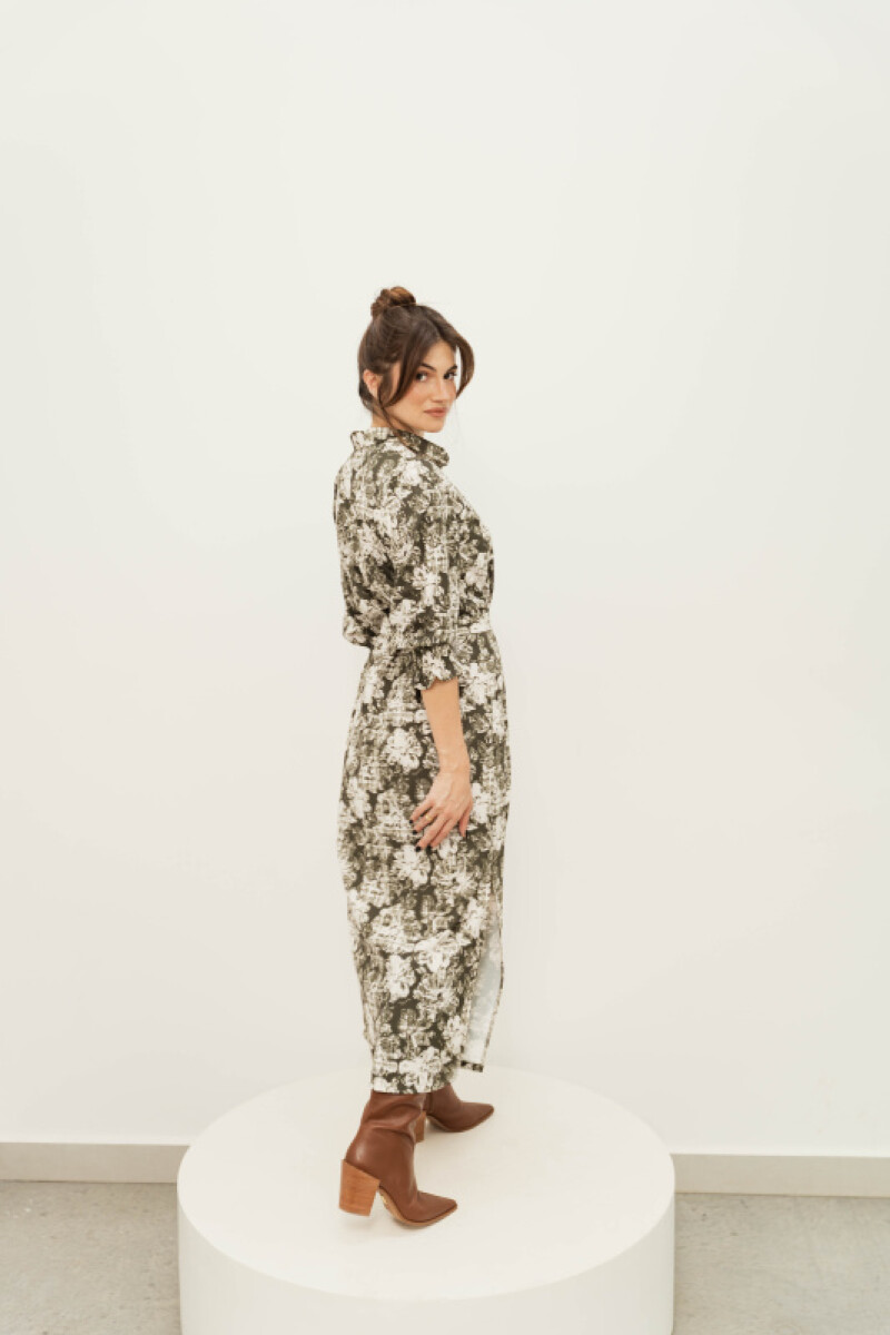CAMISERO BRENDA MAXI GREEN WORN FLOWERS CAMISERO BRENDA MAXI GREEN WORN FLOWERS