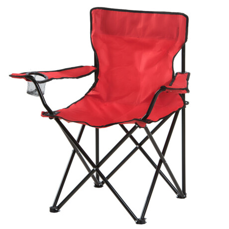 Silla Camping Pesca Plegable Estructura Metal Rojo