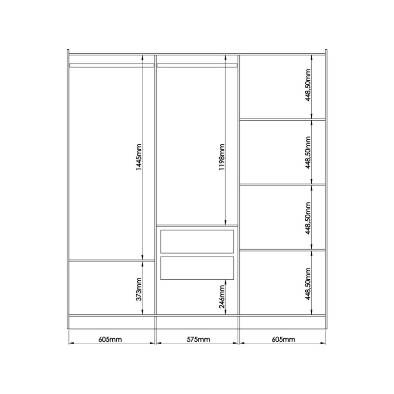 Ropero Lyon 3 Puertas Correderas 2 Cajones Angelin/Duna Ropero Lyon 3 Puertas Correderas 2 Cajones Angelin/Duna