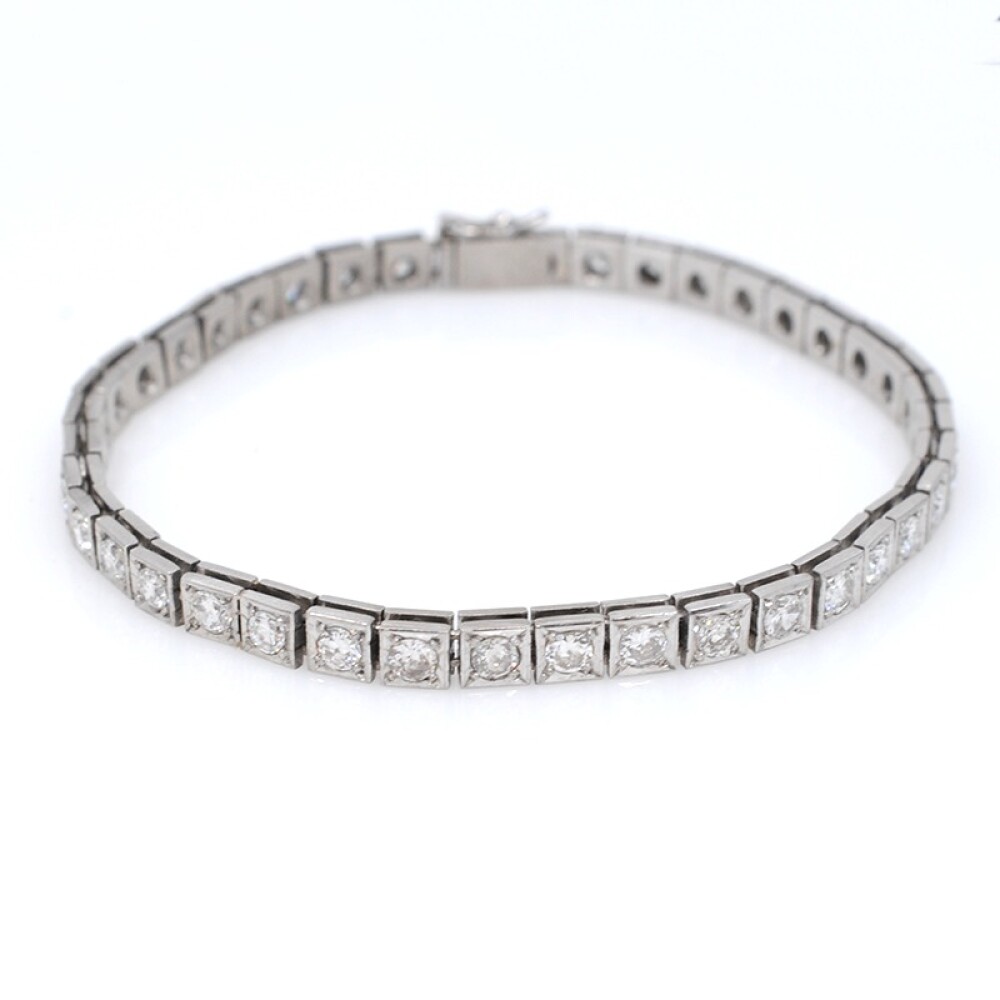 Pulsera Tenis Antigua oro 18k blanco y brillantes Pulsera Tenis Antigua oro 18k blanco y brillantes