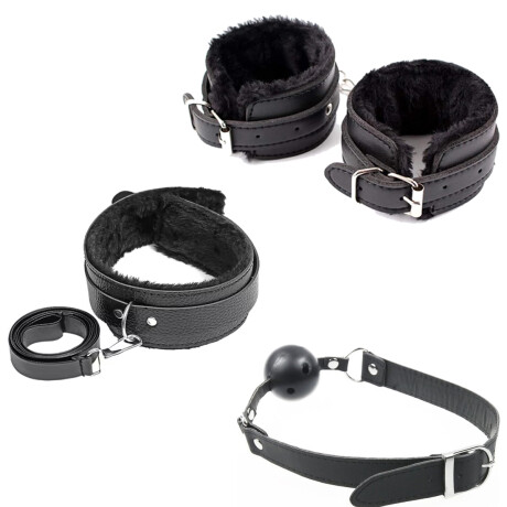 Kit Bdsm Esposas + Mordaza + Collar de Cuero Kit Bdsm Esposas + Mordaza + Collar de Cuero