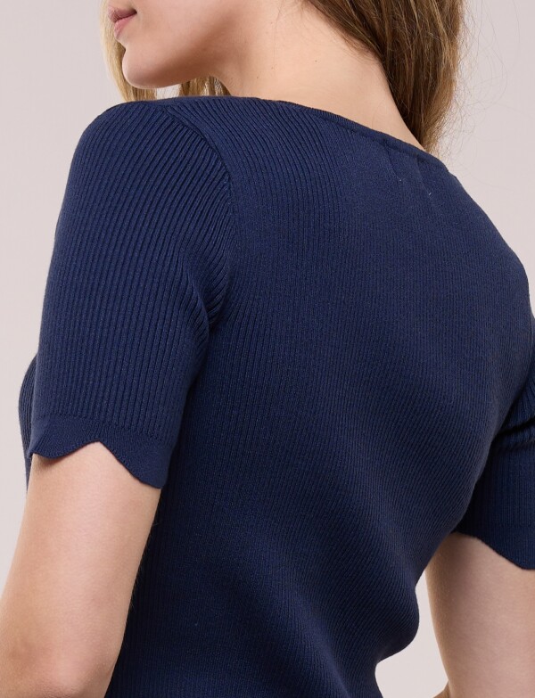 Blusa Tejida Escote Cuadraro MARINO
