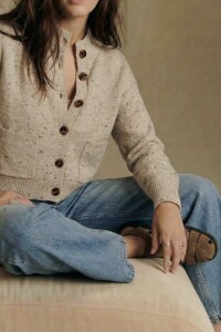 Cardigan Bouttonne Beige Melange