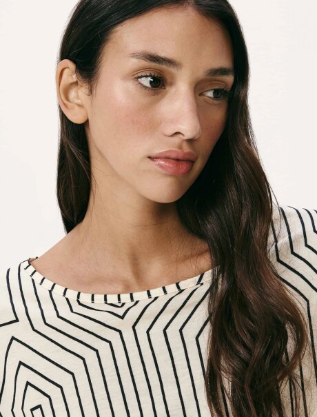 BLUSA MANGA CORTA ESTAMPADA BLANCO