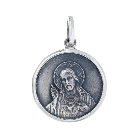 Medalla religiosa de plata 925, SAGRADO CORAZON Y VIRGEN DEL CARMEN. Medalla religiosa de plata 925, SAGRADO CORAZON Y VIRGEN DEL CARMEN.