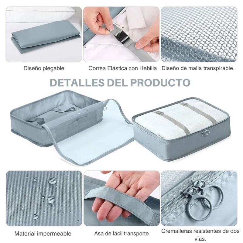 Set Organizador Valija Viaje Almacenamiento Equipaje X9 Unid Gris