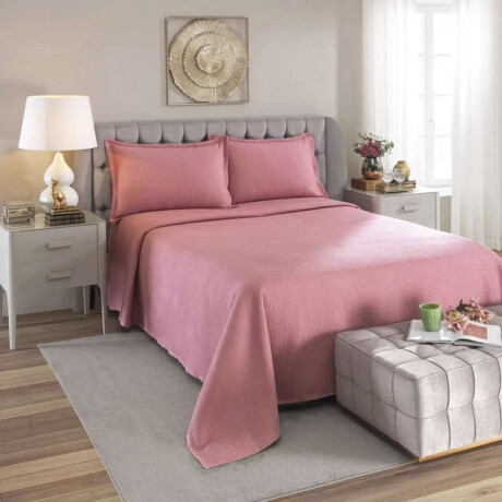 Juego Colcha y Funda Piquet Dohler 1 Plaza 100% Algodón Rosa
