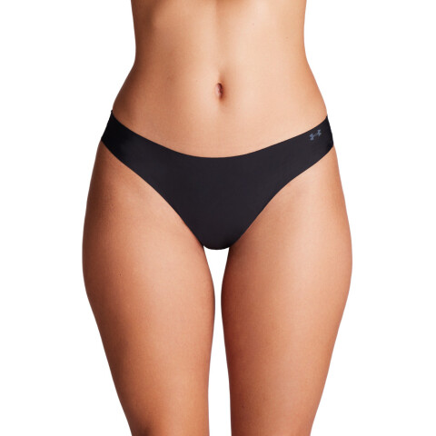 UA PURE STRETCH NO SHOW THONG -SOLID 3PK BLACK