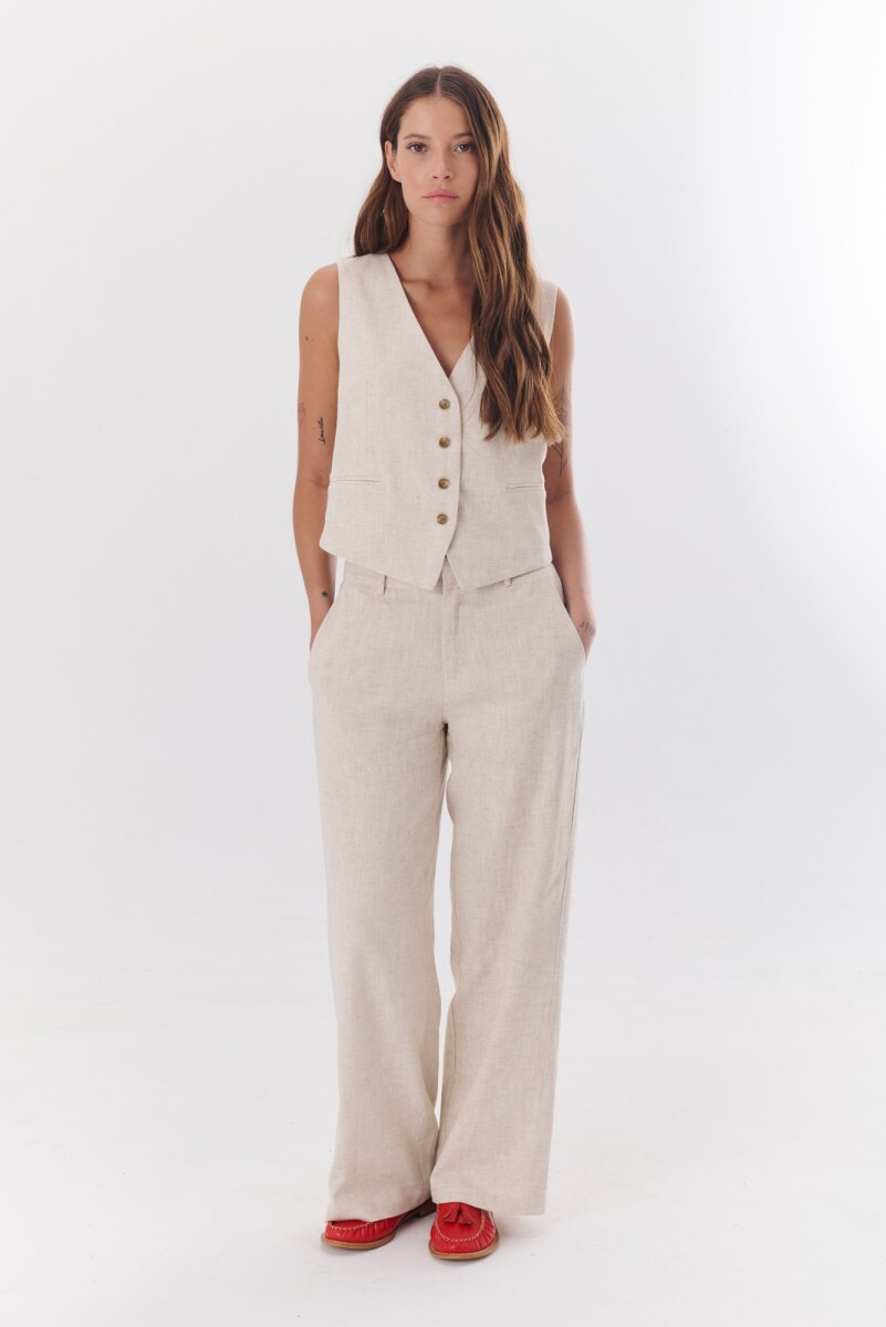 PANTALON LINO PIA - BEIGE 