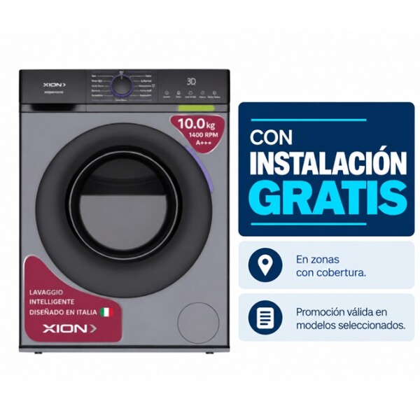 Lavarropas Xion 10kg carga frontal Gris XI-LAV100F Lavarropas Xion 10kg carga frontal Gris XI-LAV100F