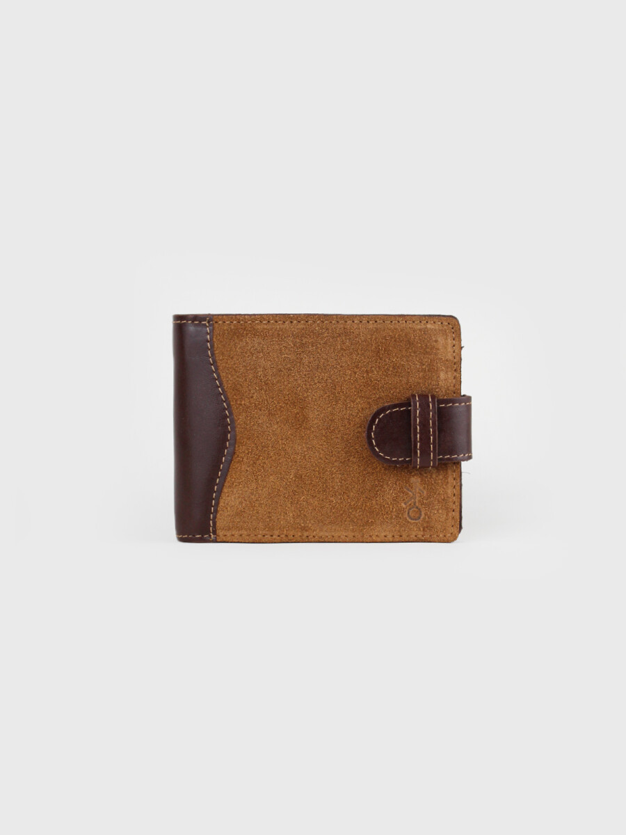 Billetera Jacinto con Pasador - Camel con Marrón 