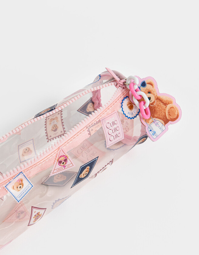 Cartucheras PVC Cartuchera Transparente Teddy - Rosa Claro