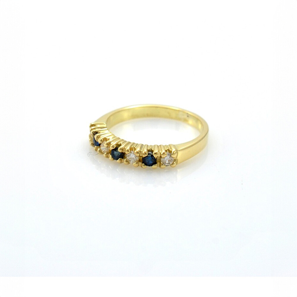 Anillo En Oro 18K Con Brillantes Y Zafiros. Engarce 4 Puntas Anillo En Oro 18K Con Brillantes Y Zafiros. Engarce 4 Puntas