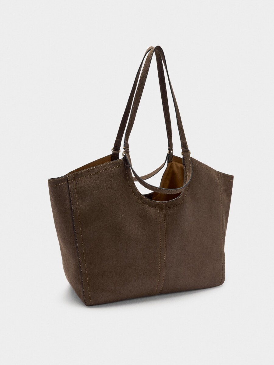 Bolso Shopper Efecto Piel Con Bolsa marron