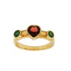 Anillo Corazón-Plata rodinada con micra oro 18k-Piedra Granate y Esmeralda-AN2000 conpiedra