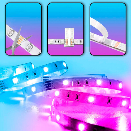 Cinta Luces Led Tira Rgb 2x5m Transformador + Control Hog007003